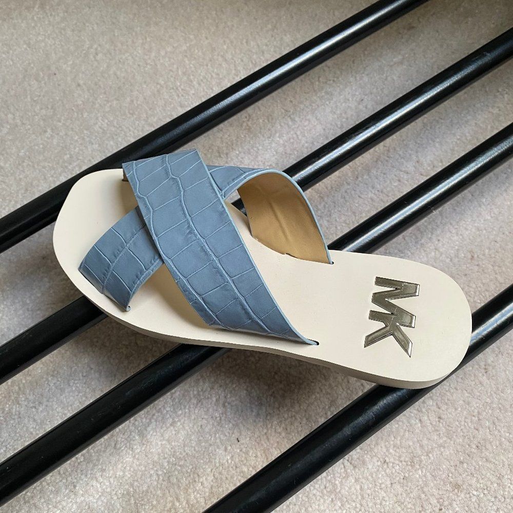 MICHAEL KORS Women Glenda Leather Slide Sandals - NEW NWOB - Picture 4 of 8